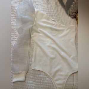 NWT White One Shoulder Bodysuit